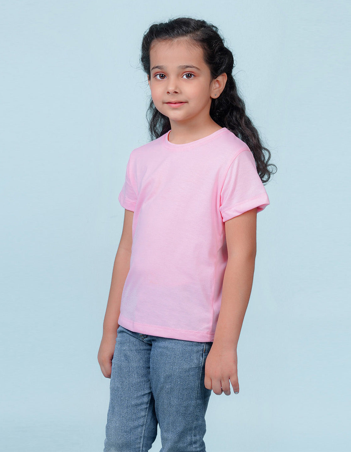 Nusyl Girls Solid Light Pink t-shirts