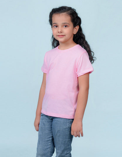 Nusyl Girls Solid Light Pink t-shirts