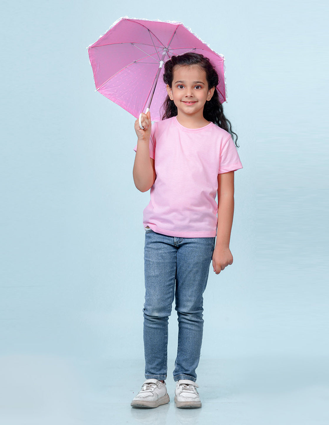 Nusyl Girls Solid Light Pink t-shirts