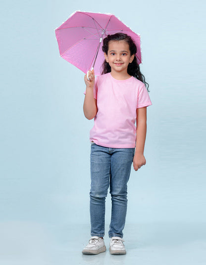 Nusyl Girls Solid Light Pink t-shirts