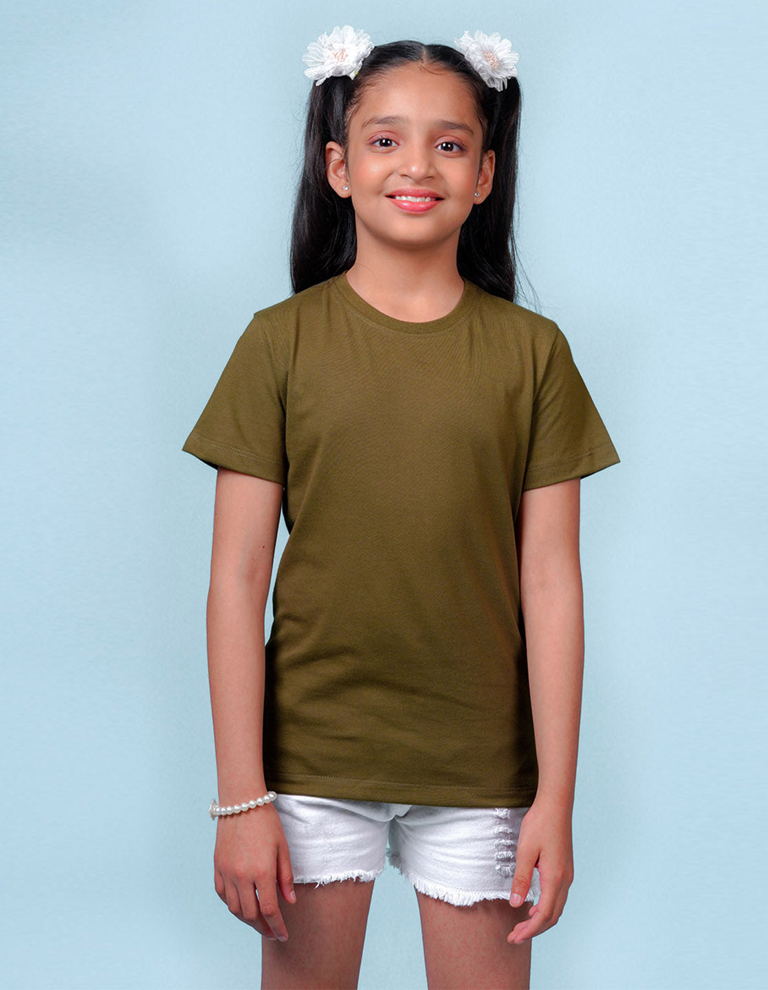 Nusyl Girls Solid Olive t-shirts