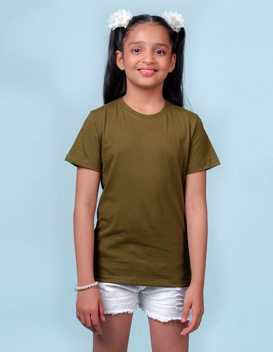 Nusyl Girls Solid Olive t-shirts