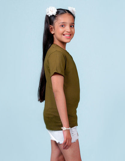 Nusyl Girls Solid Olive t-shirts