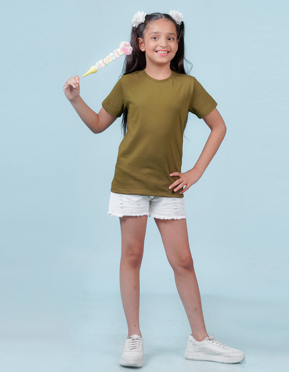 Nusyl Girls Solid Olive t-shirts