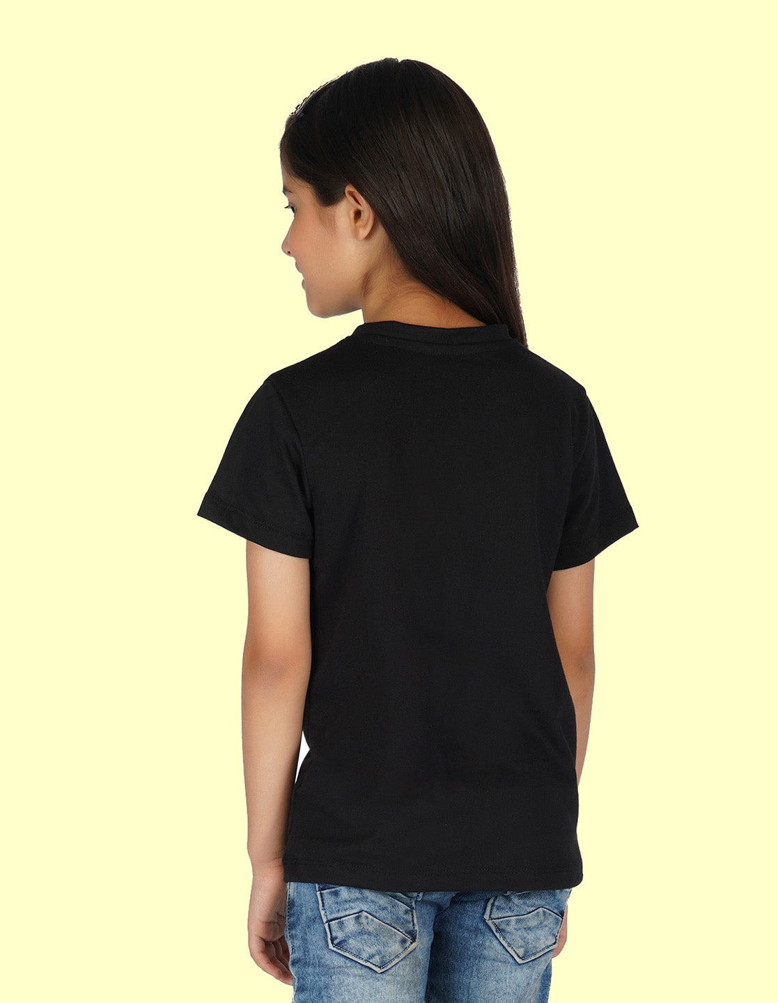 Nusyl Girls Half Sleeves Black Life's short swing high printed T-shirt