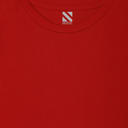 Girls Red Bio Washed Cotton Short Sleeve Solid T-shirt
