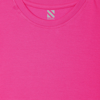 Girls Hot Pink Bio Washed Cotton Short Sleeve Solid T-shirt