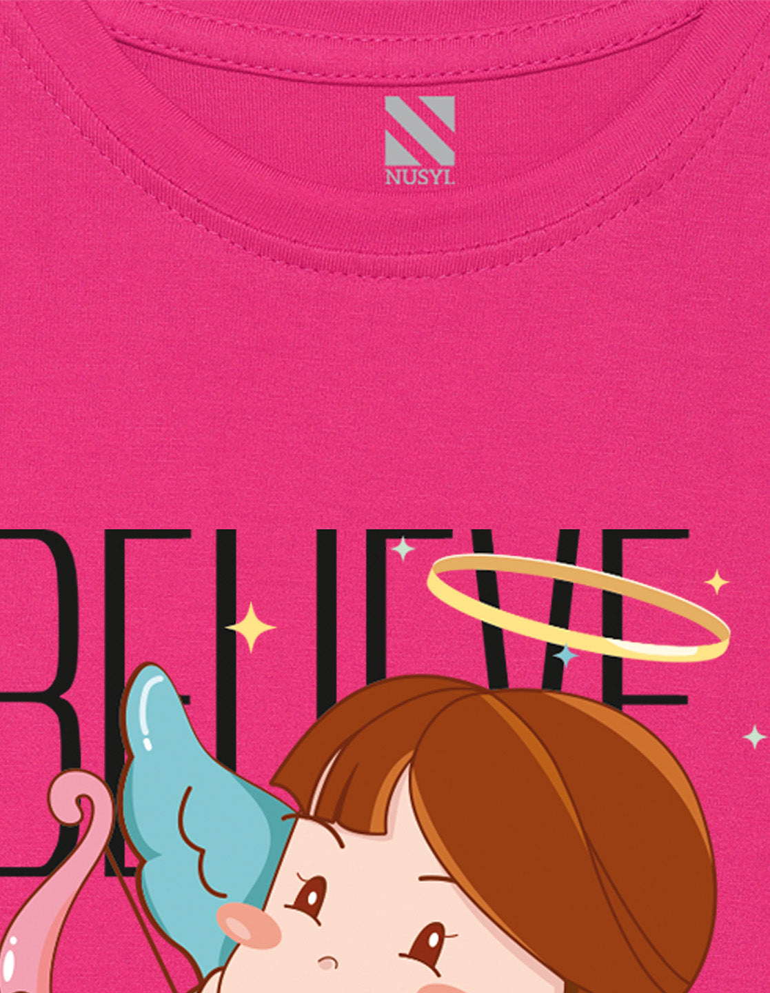 Nusyl Girls Half Sleeves Pink Fairy printed T-shirt