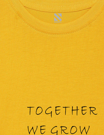 Nusyl Girls Half Sleeves Yellow Together we grow printed T-shirt
