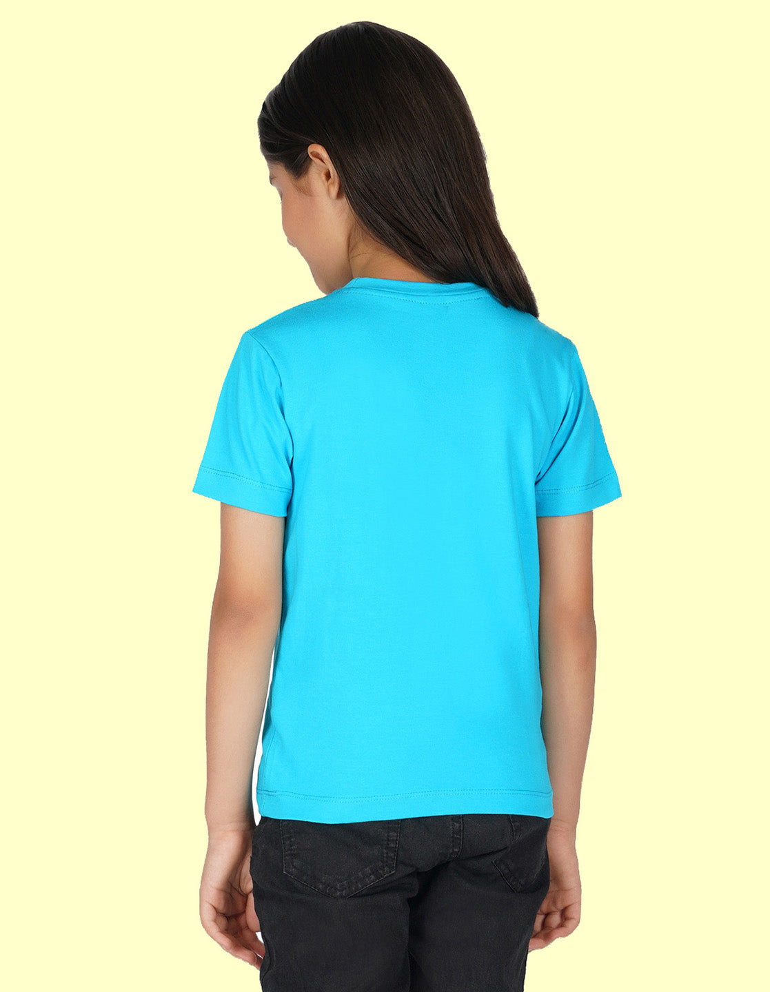 Nusyl Girls Half Sleeves Sky Blue Sun flower printed T-shirt