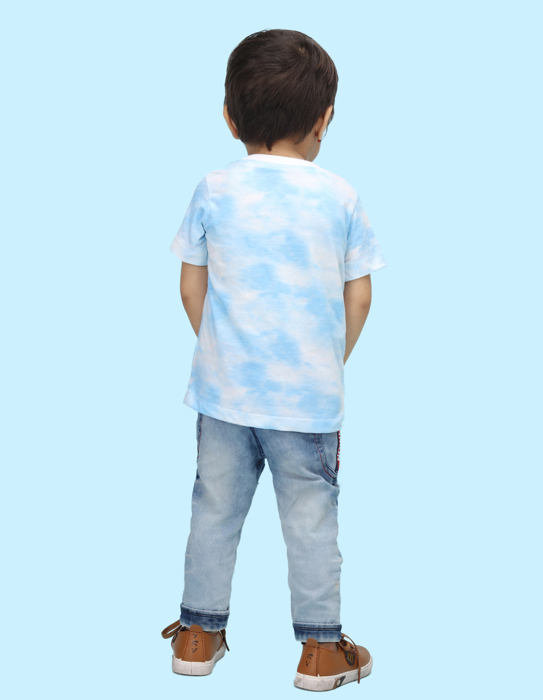 Nusyl solid cloudy blue infants tie & dye cotton rich t-shirt