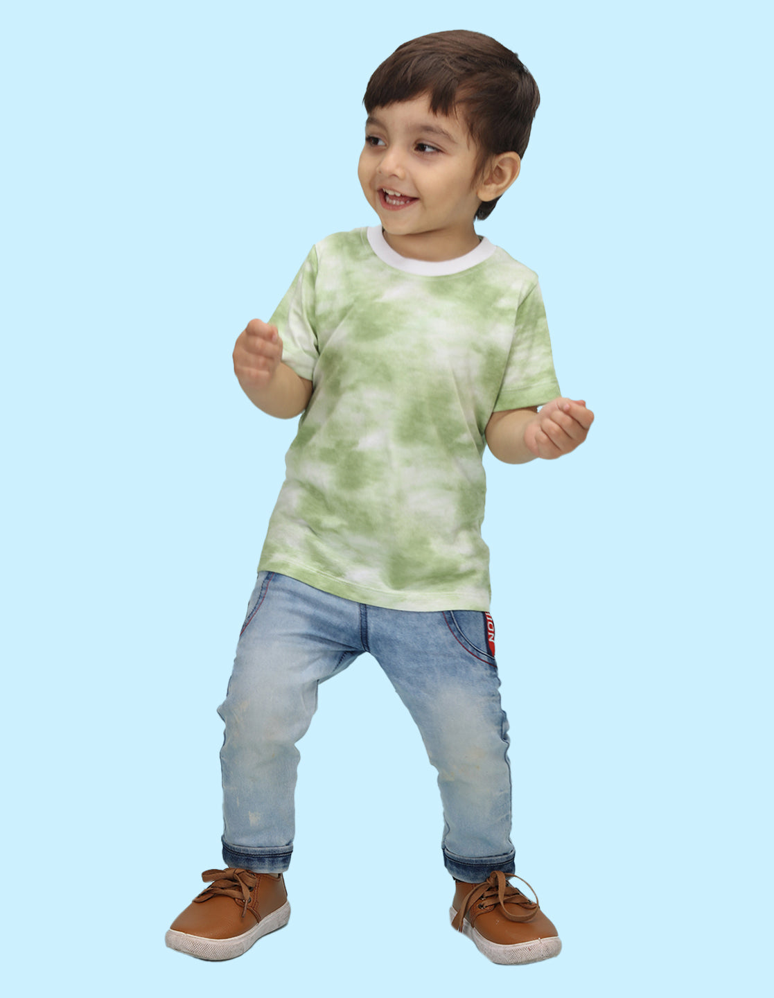 Nusyl solid green infants tie & dye cotton rich t-shirt