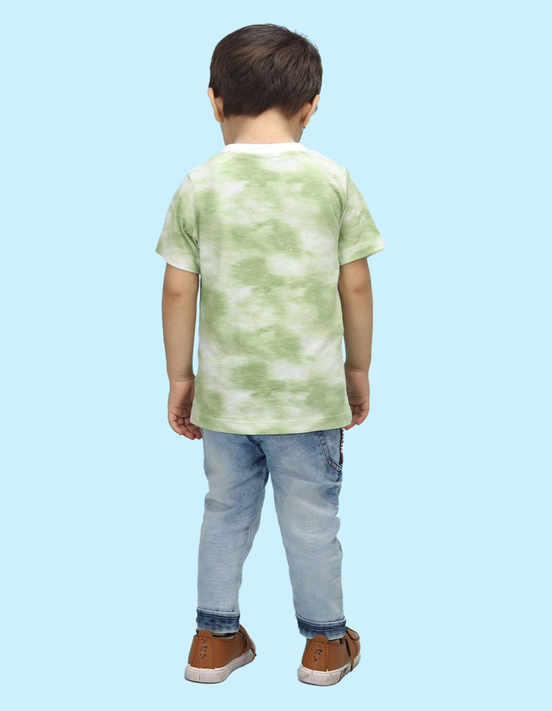 Nusyl solid green infants tie & dye cotton rich t-shirt