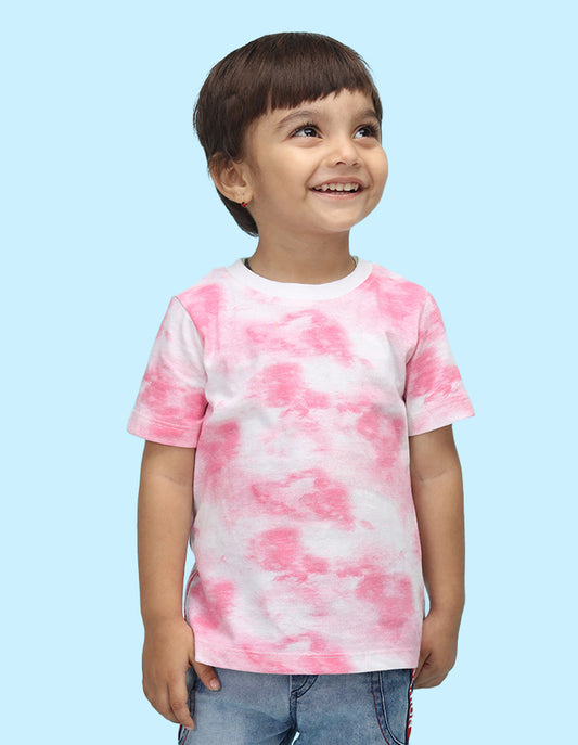 Nusyl solid pink infants tie & dye cotton rich t-shirt.