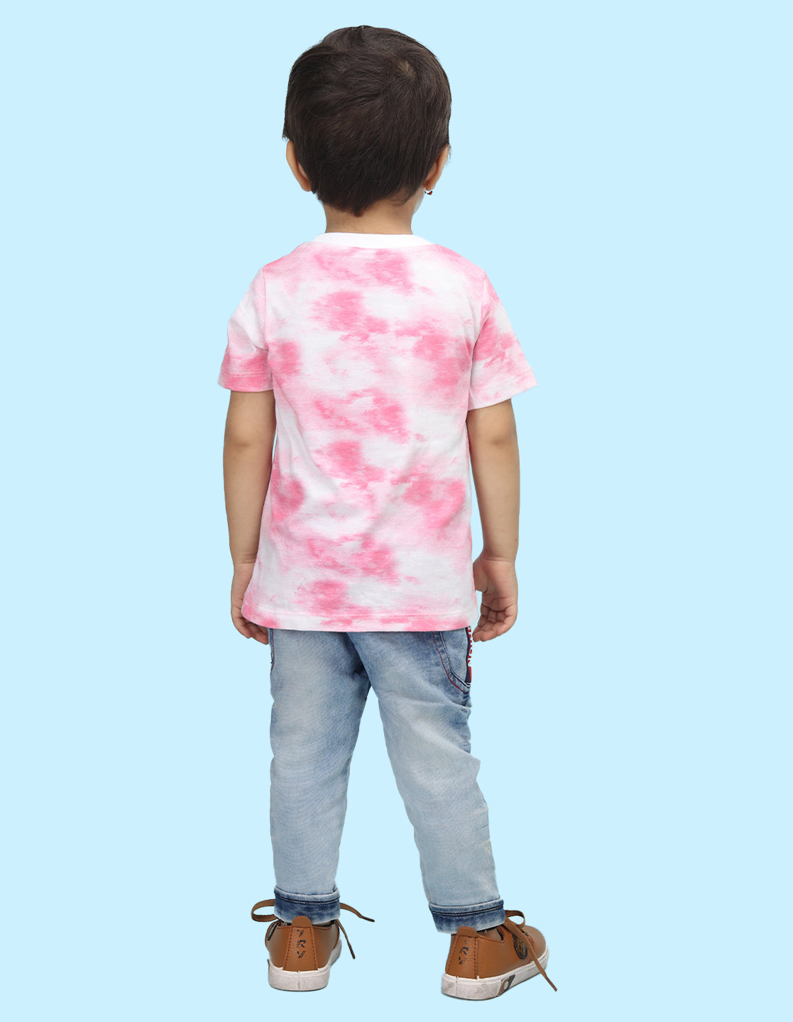 Nusyl solid pink infants tie & dye cotton rich t-shirt.