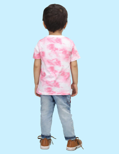 Nusyl solid pink infants tie & dye cotton rich t-shirt.