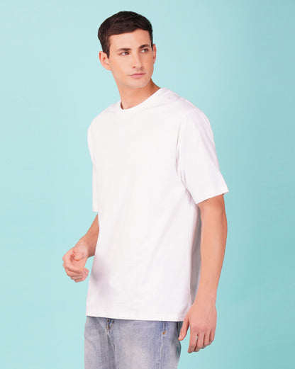 Nusyl Men Solid White oversized t-shirt