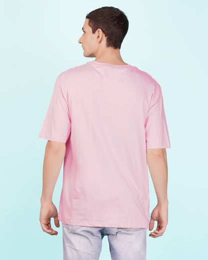 Nusyl Men Solid Light Pink oversized t-shirt