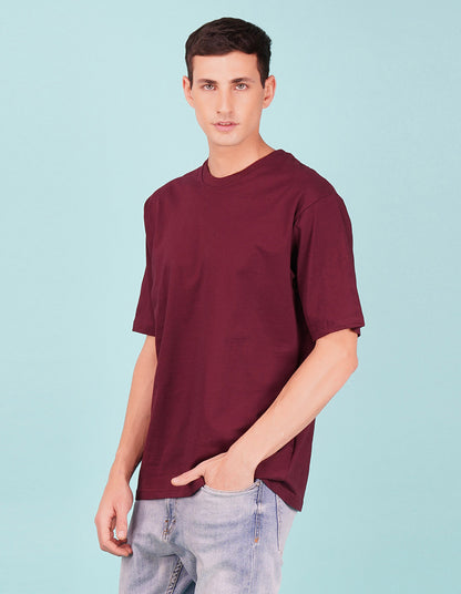 Nusyl Men Solid Wine oversized t-shirt