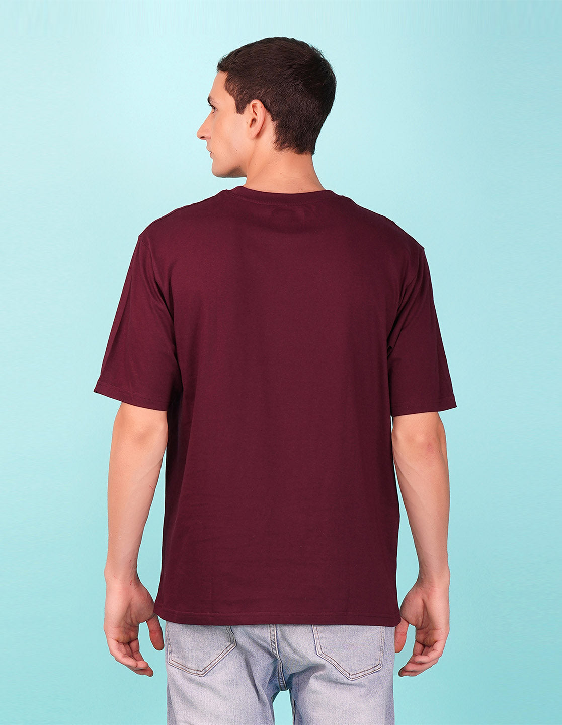 Nusyl Men Solid Wine oversized t-shirt