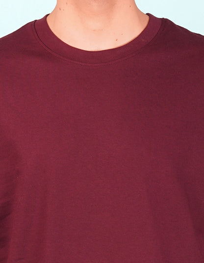 Nusyl Men Solid Wine oversized t-shirt