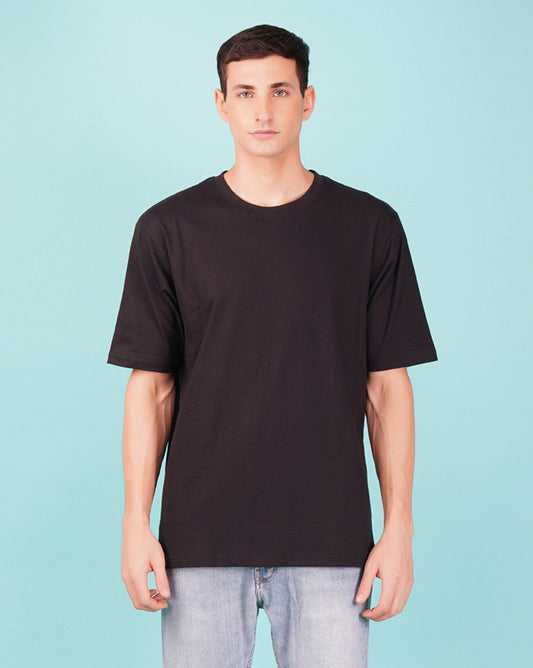 Nusyl Men Solid Black oversized t-shirt