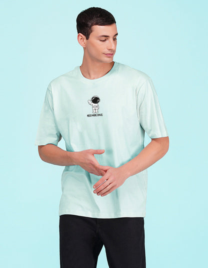 Nusyl Powder Blue Space front and back Printed oversized t-shirt