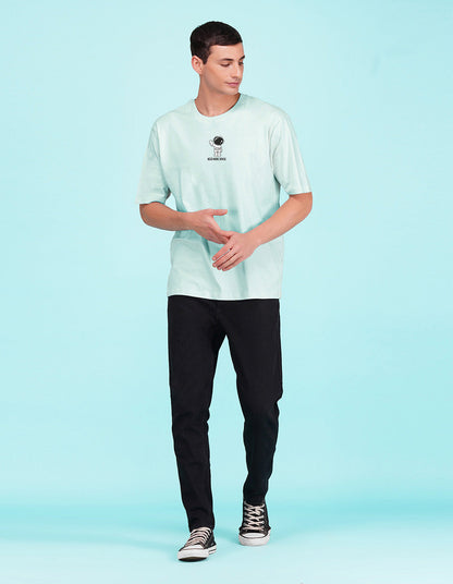 Nusyl Powder Blue Space front and back Printed oversized t-shirt