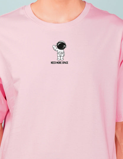 Nusyl Light Pink Space front and back Printed oversized t-shirt