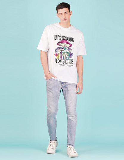 Nusyl White Let's Groove Printed oversized t-shirt
