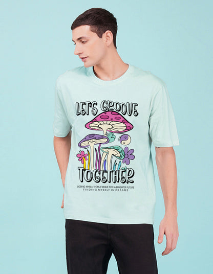 Nusyl Powder Blue Let's Groove Printed oversized t-shirt