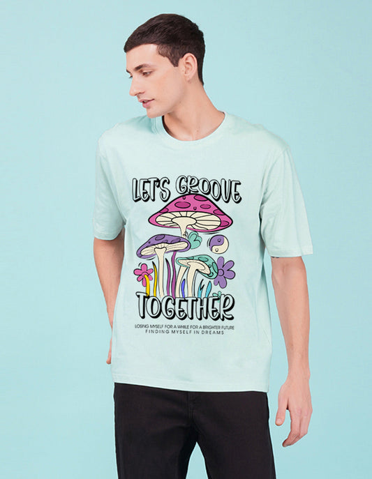 Nusyl Powder Blue Let's Groove Printed oversized t-shirt