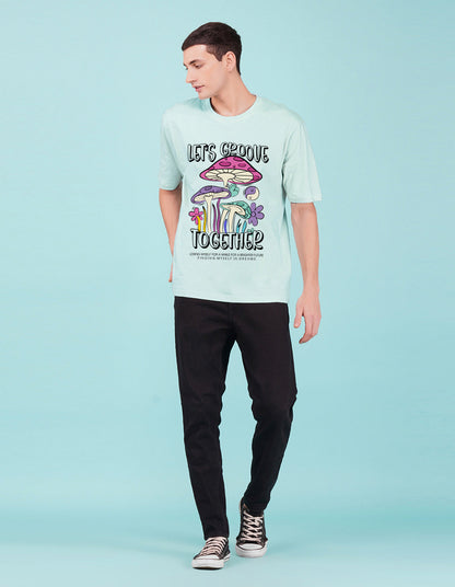 Nusyl Powder Blue Let's Groove Printed oversized t-shirt