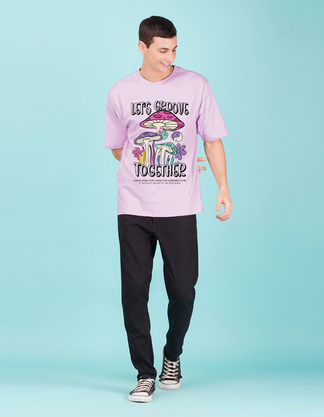 Nusyl Lilac Let's Groove Printed oversized t-shirt