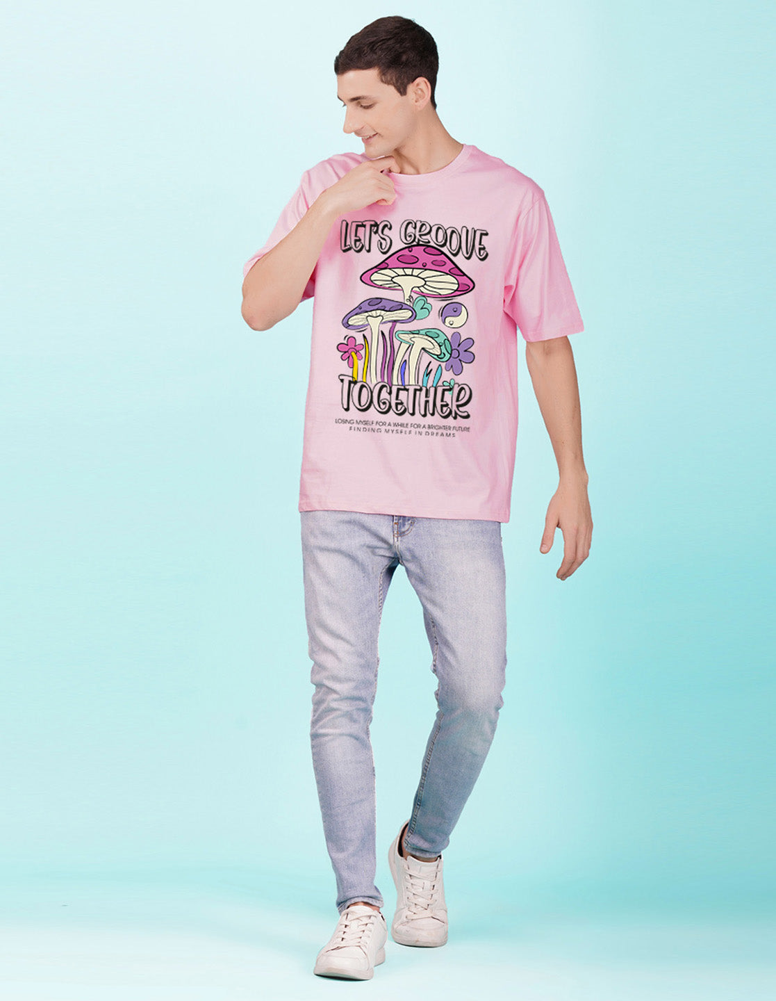 Nusyl Light Pink Let's Groove Printed oversized t-shirt