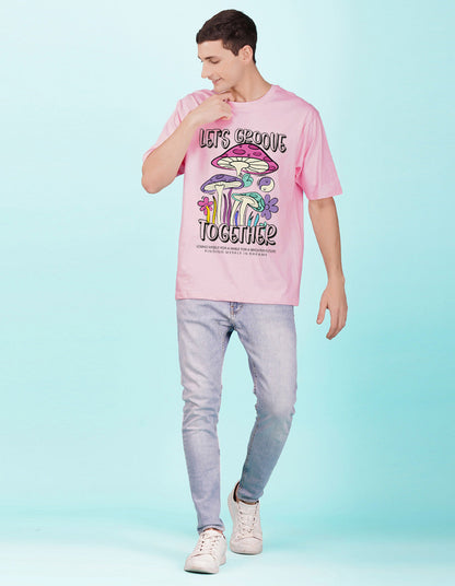 Nusyl Light Pink Let's Groove Printed oversized t-shirt