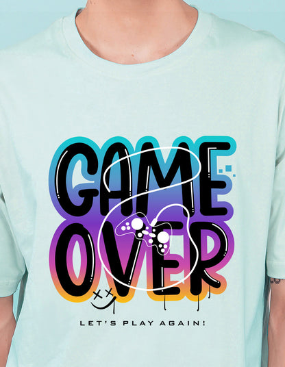 Nusyl Powder Blue Game over Printed oversized t-shirt