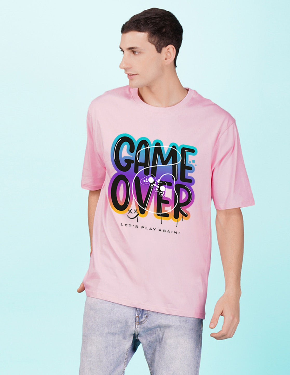 Nusyl Light Pink Game over Printed oversized t-shirt