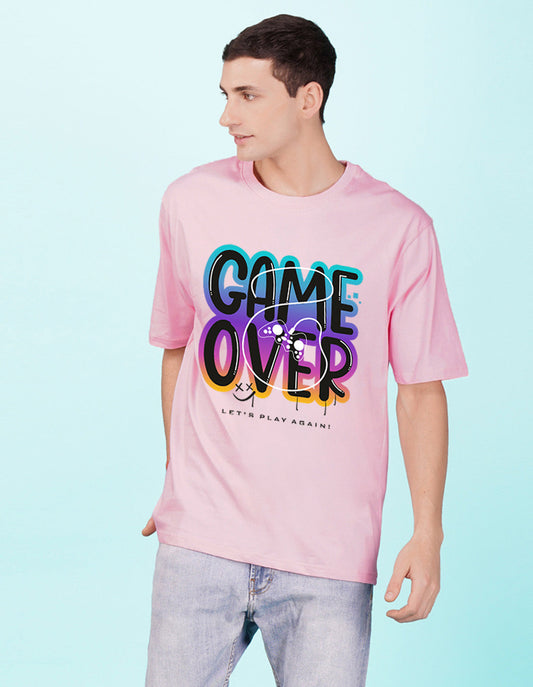 Nusyl Light Pink Game over Printed oversized t-shirt
