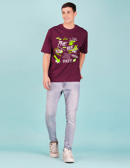 Nusyl Wine Text Printed oversized t-shirt