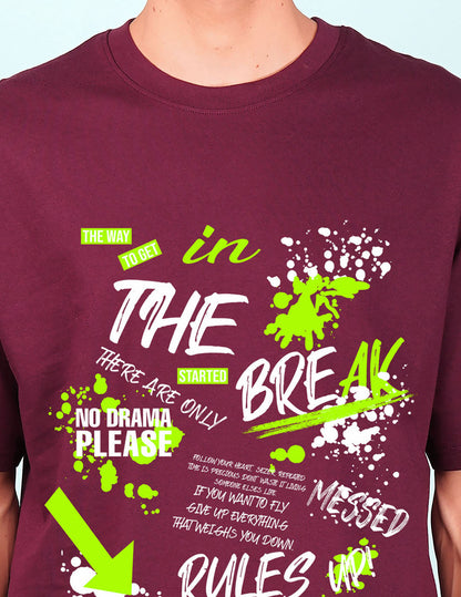 Nusyl Wine Text Printed oversized t-shirt