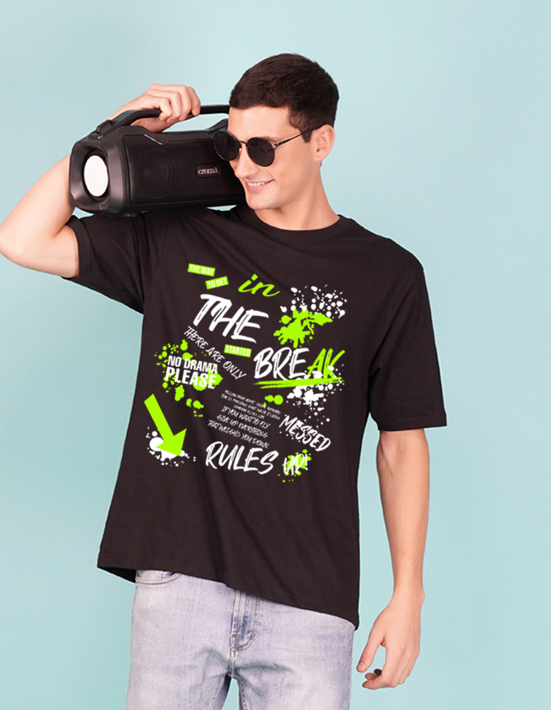 Nusyl Black Text Printed oversized t-shirt