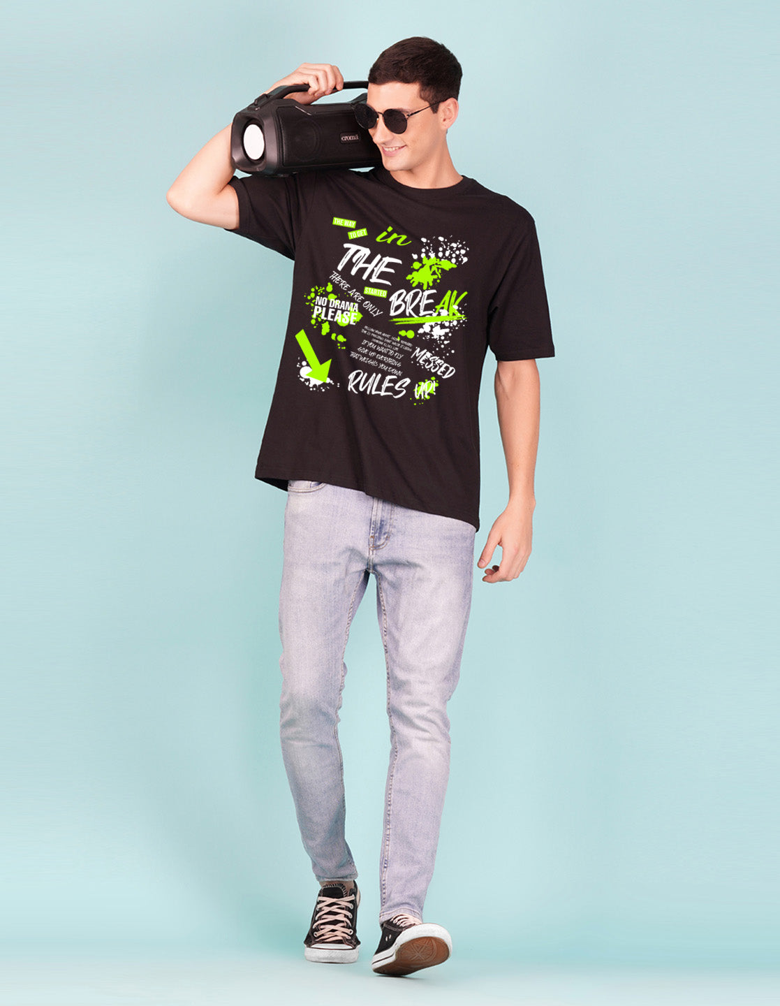 Nusyl Black Text Printed oversized t-shirt