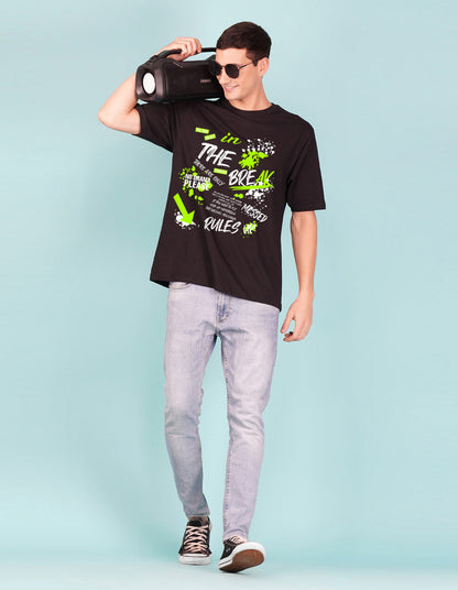 Nusyl Black Text Printed oversized t-shirt