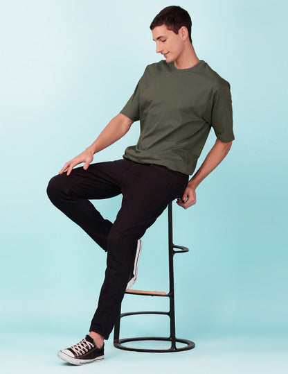 Nusyl Olive No fear back Printed oversized t-shirt