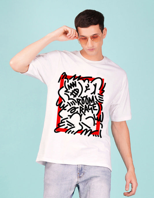 Nusyl White Abstract Printed oversized t-shirt