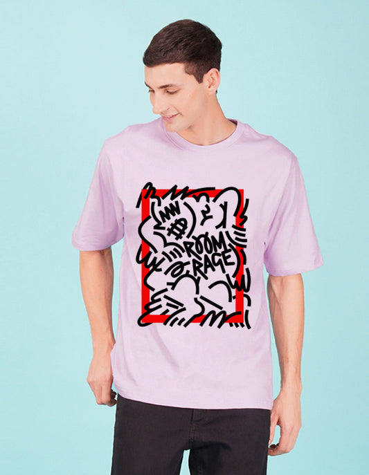 Nusyl Lilac Abstract Printed oversized t-shirt