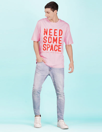 Nusyl Light Pink Need some space Printed oversized t-shirt