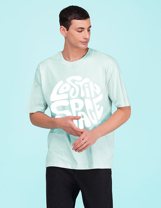 Nusyl Powder Blue Lost in space Printed oversized t-shirt