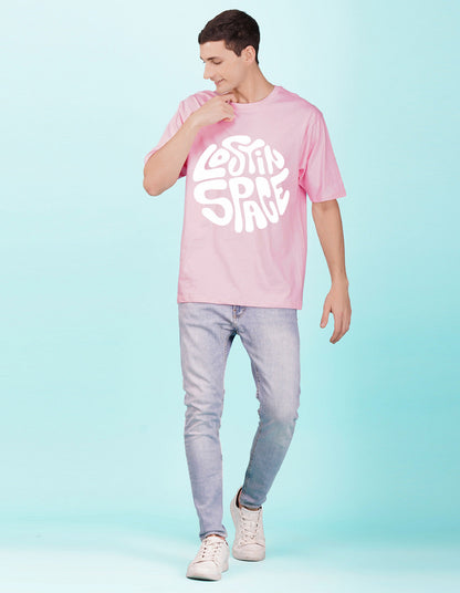 Nusyl Light Pink Lost in space Printed oversized t-shirt